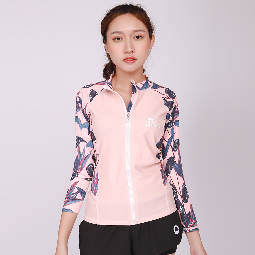Áo Bơi Nữ SOBIE Coral Leaf Zip