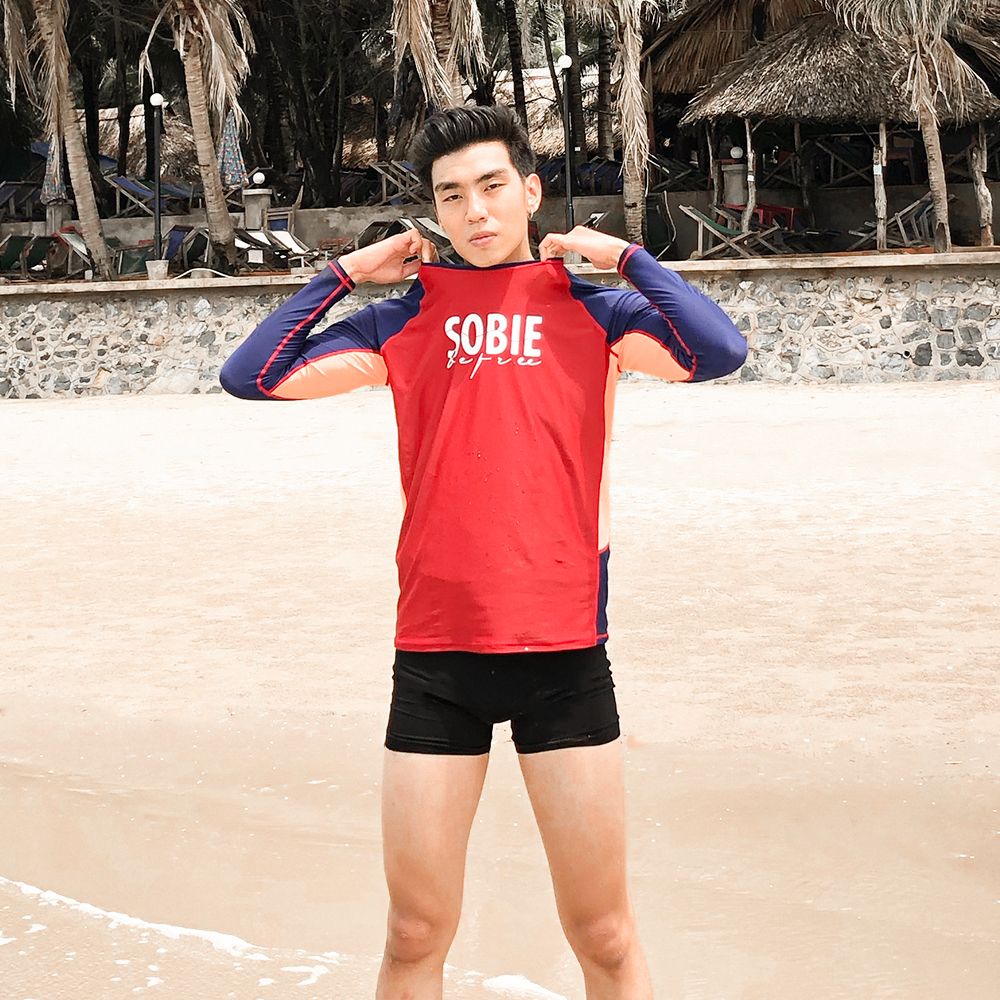 Áo Bơi Nam Wave Long Sleeved Bordeaux