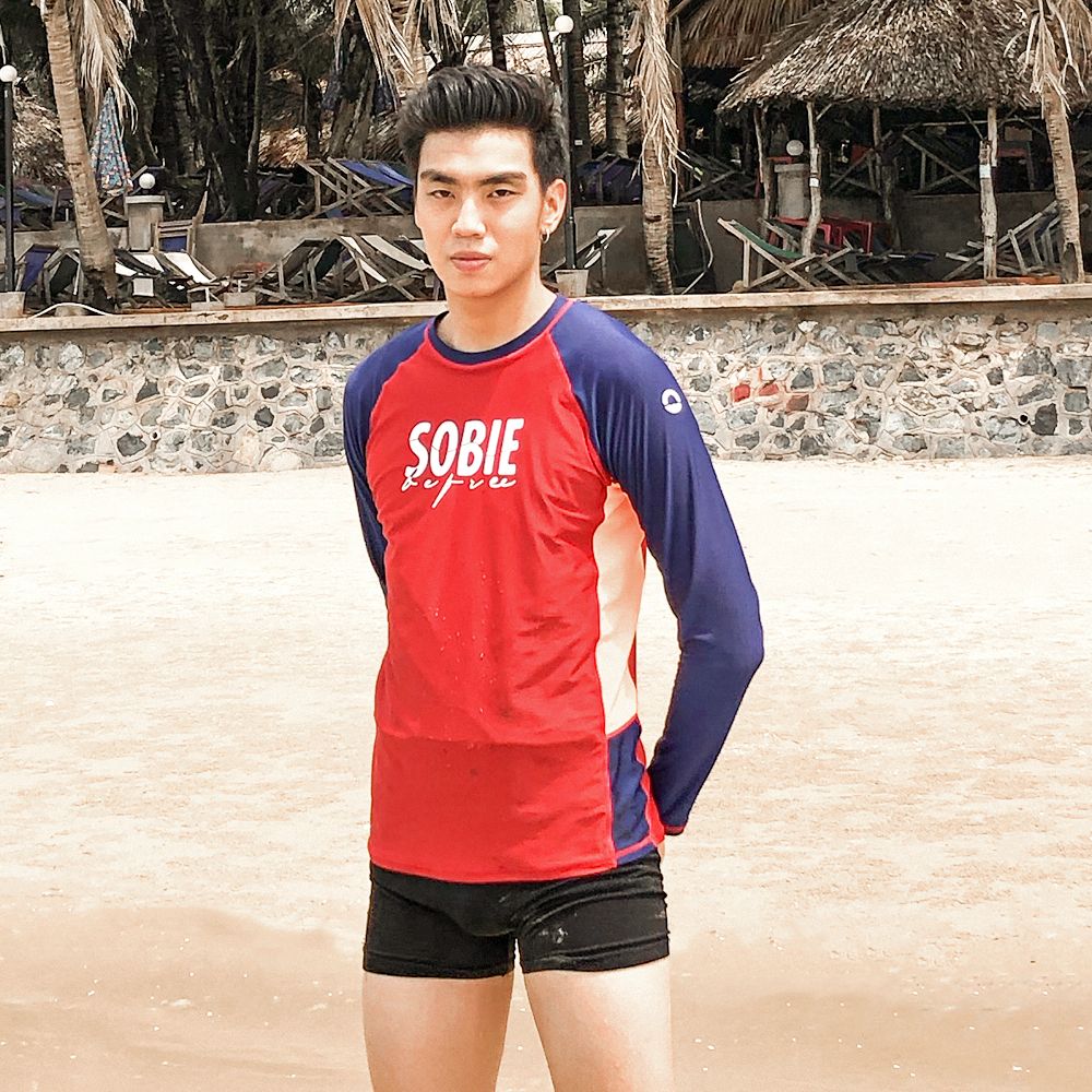 Áo Bơi Nam Wave Long Sleeved Bordeaux