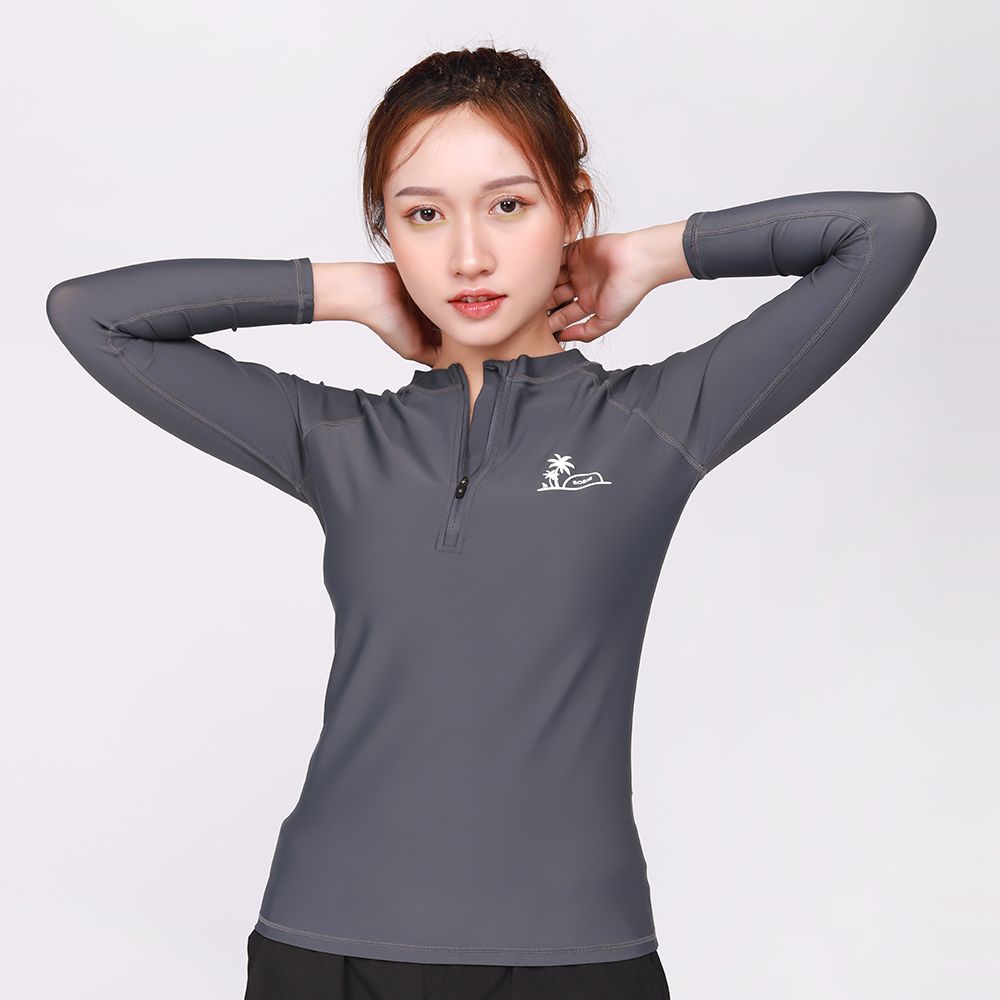 Áo Bơi Nữ Zipper Palm Grey