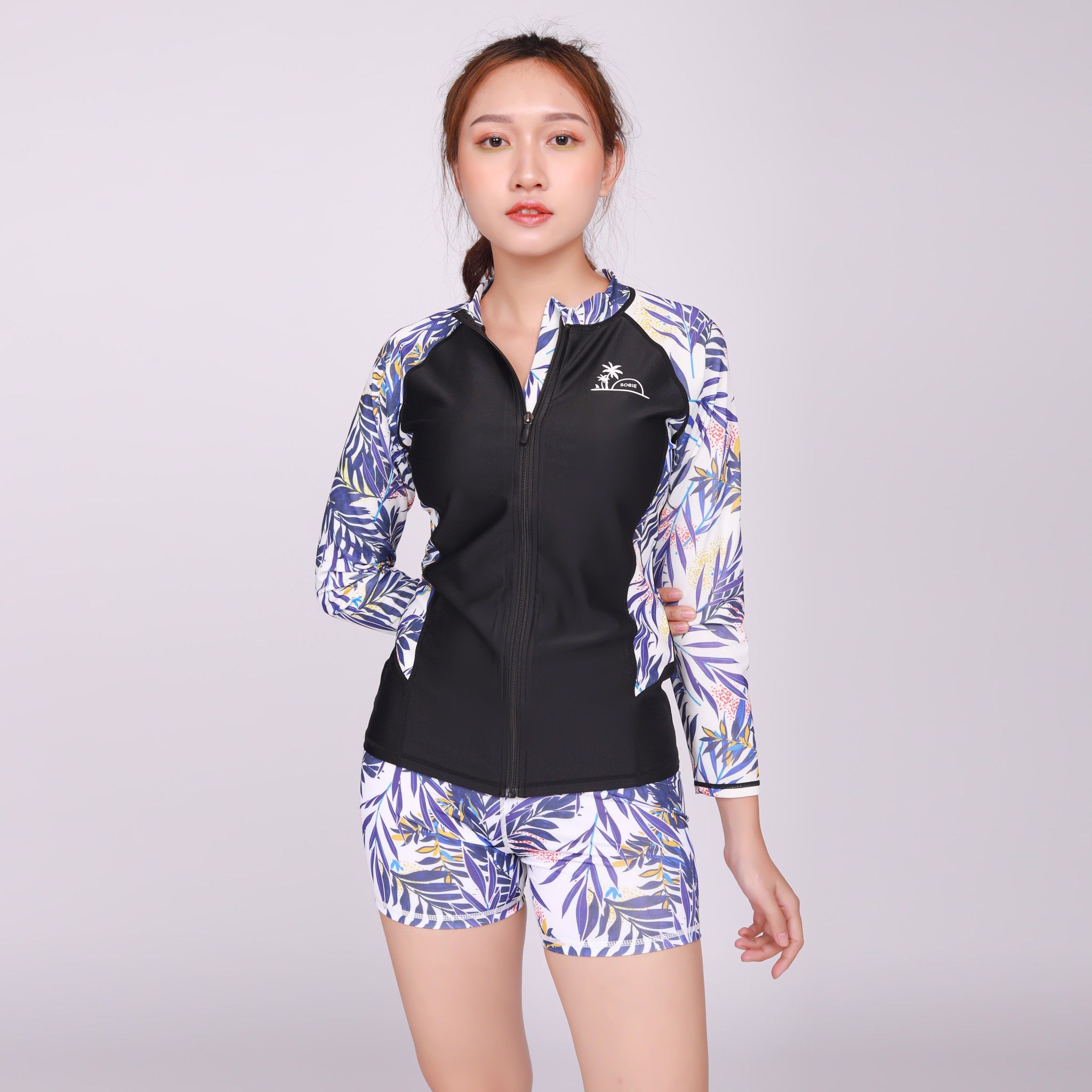 Set Đồ Bơi Nữ White Trop Zip