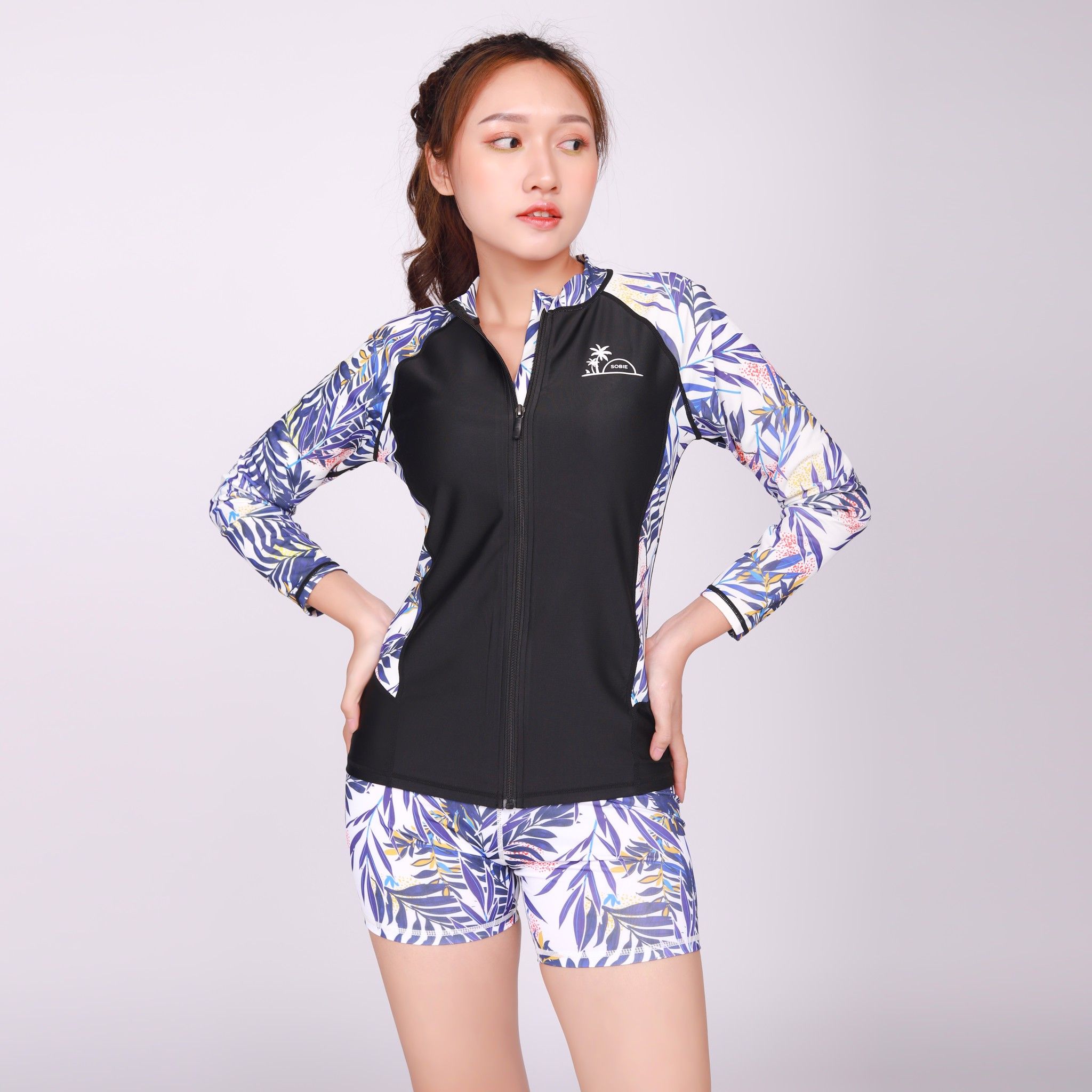Set Đồ Bơi Nữ White Trop Zip