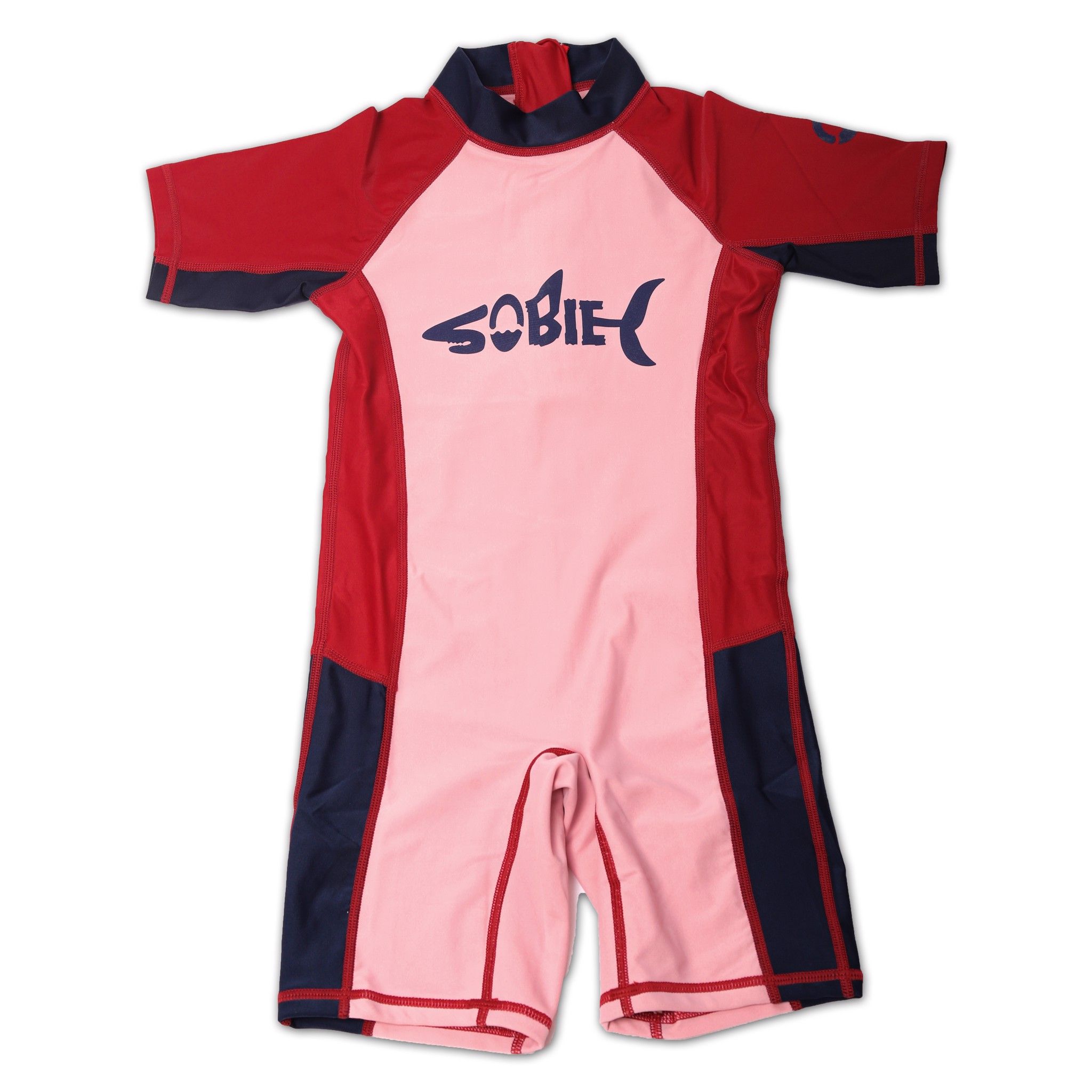 Đồ bơi trẻ em liền thân tay ngắn Red-Pink