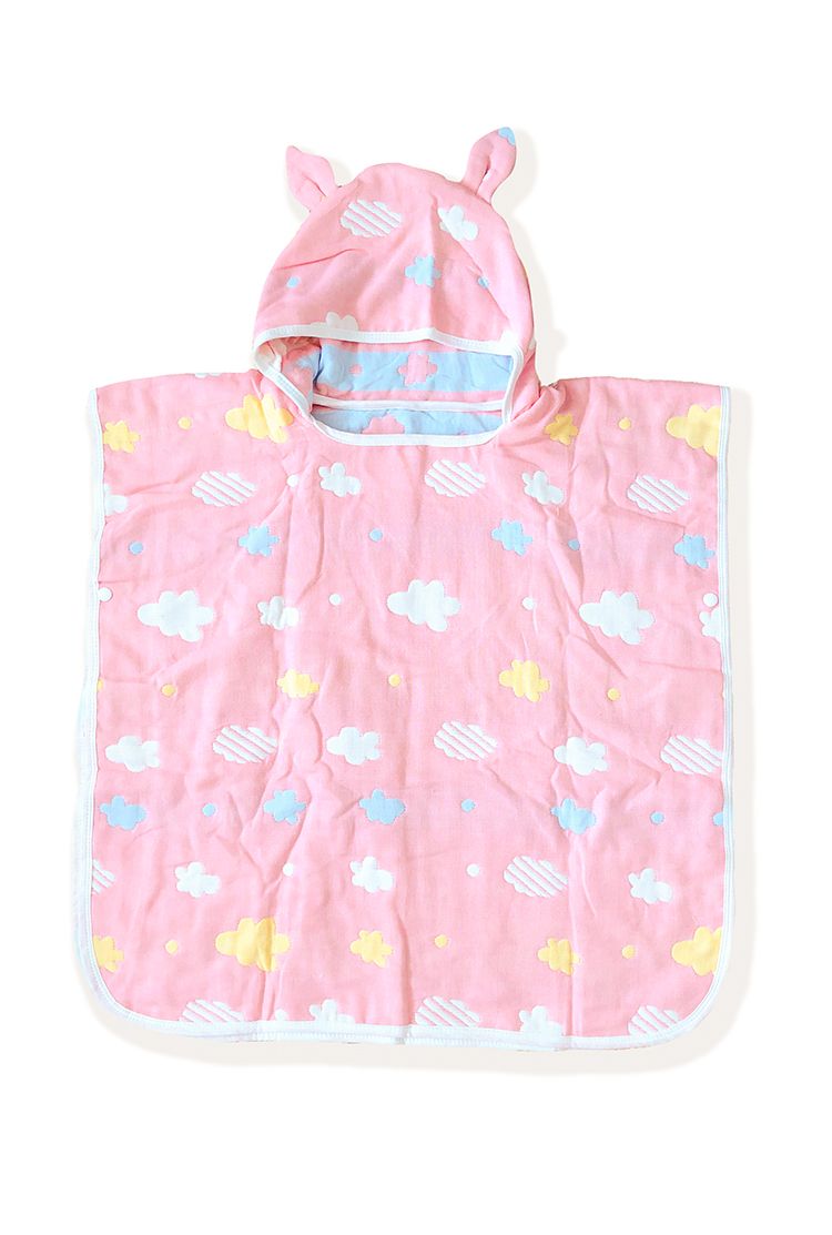 Khăn tắm trẻ em poncho cloud pink