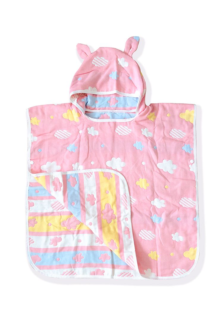 Khăn tắm trẻ em poncho cloud pink