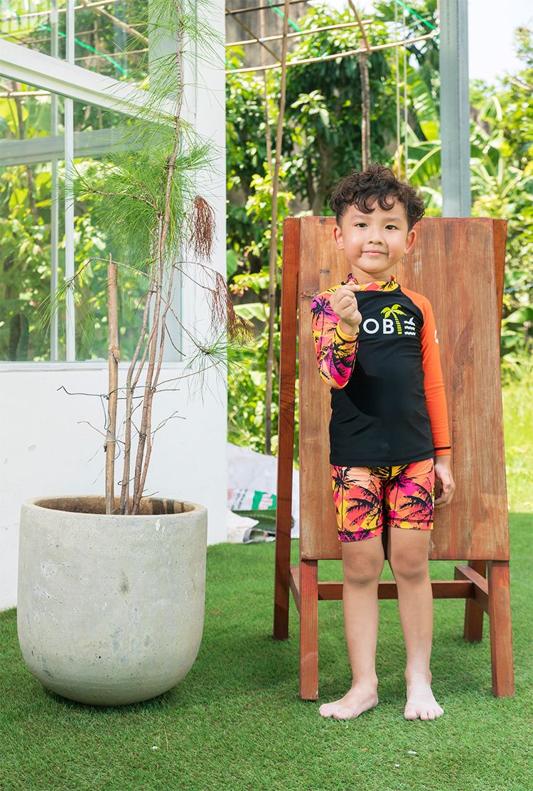 Palm Orange Black Kid Rashguard Set