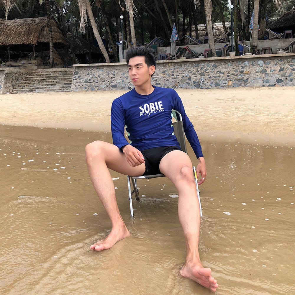 Áo Bơi Nam Wave Long Sleeved Navy Blue
