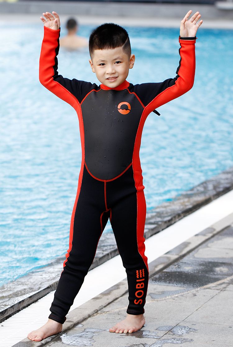 Đồ bơi trẻ em giữ nhiệt Wetsuit SOBIE Black-Red