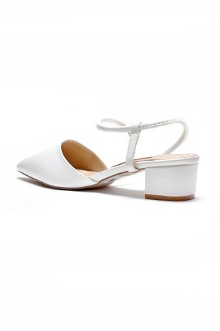 Giày Cao Gót Đế Vuông 3cm, Sandal Quai Hậu Bít Mũi Merly 1047 Trắng Vân Rắn, Giày Công Sở Nữ, Giày Cao Gót Bigsize, Giày Nữ Size 43, Slingback, Sandal Bít Mũi, Giày Cưới, Cao Gót Mũi Nhọn