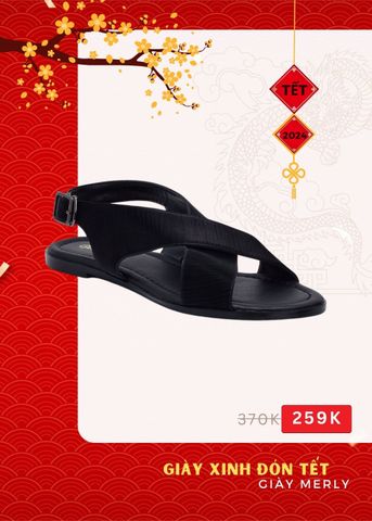 Giày sandal bệt nữ quai chéo Merly 1383 Đen vân, Giày sandals nữ, Giày nữ big size