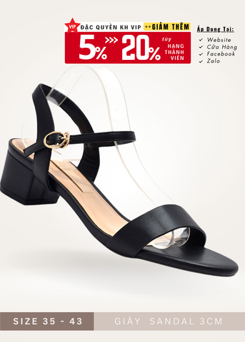 Giày Sandals Nữ Quai Ngang, Giày Đi Với Áo Dài, Dép Xăng Đan Nữ Cao Cấp, Giày Nữ Big Size, Xăng Đan Cao Gót, Xăng Đan Cao Gót Đế Vuông, Sandal Nữ 3cm Thương Hiệu Merly 1226 Đen Mờ