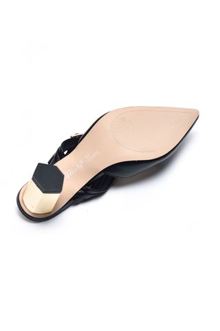 Giày Bít Mũi Nữ Đế Vuông 5cm, Giày Đi Tiệc, Giày Cao Gót Đen Mũi Nhọn, Giày Slingback, Giày Bít Mũi Hở Gót Nữ, Giày Công Sở Nữ Êm Chân, Giày Cao Gót Big Size, Giày Bít Mũi Quai Hậu Thương Hiệu Merly 1461 Đen