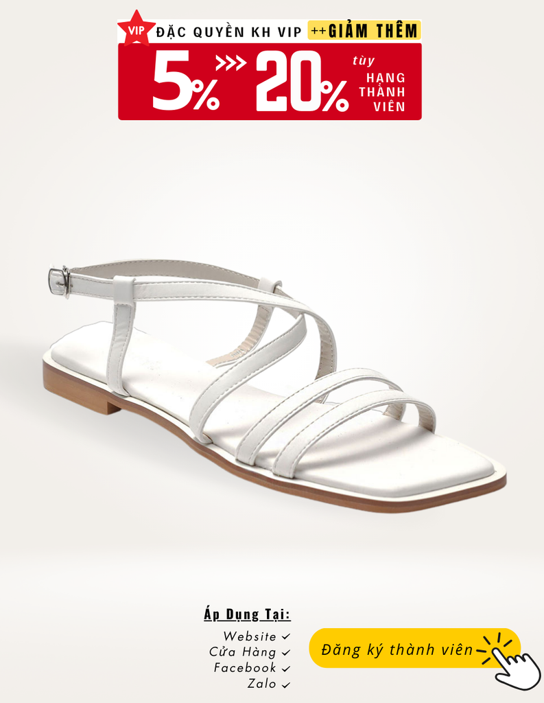 Giày Sandals Dây Mảnh Đế Bệt, Xăng Đan Dây, Giày Xăng Đan Nữ Cao Cấp, Giày Nữ Hàng Hiệu, Giày Sandals Big Size, Giày Nữ Big Size TPHCM Merly 1467 Trắng