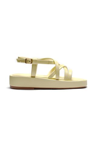 Sandals Bánh Mì Nữ Dây Mút Phồng Đế Cao 4cm Merly 1505 Vàng Pastel, Platform Sandals, Xăng Đan Bánh Mì Nữ, Giày Bánh Mì Đế Cao, Dép Sandal Dây Nữ, Giày Nữ Big Size