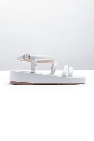 Sandals Bánh Mì Đế Cao 4cm Merly 1510 Trắng, Xăng Đan Dây, Giày Dép Bánh Mì Nữ, Giày Bánh Mì Nữ Chính Hãng, Giày Nữ Big Size, Sandal Big Size