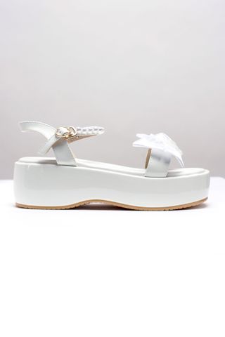 Sandal Nữ Quai Ngang, Giày Dép Bánh Mì, Giày Nơ Xinh 5cm Merly 1525 Trắng, Xăng Đan Đế Xuồng, Sandals Nữ, Dép Bánh Mì Nữ Chính Hãng, Giày Platform, Dép Xăng Đan Nữ Cao Cấp, Giày Big Size Nữ