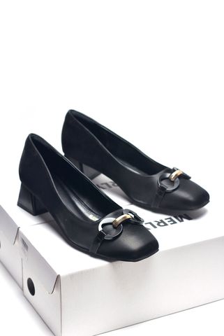 Tối ưu SEO Giày Cao Gót Đen Đế Vuông Thấp 3cm, Giày Cao Gót Big Size