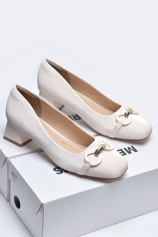 Giày Cao Gót Trắng Đế Thấp 3cm, Giày Cao Gót Big Size