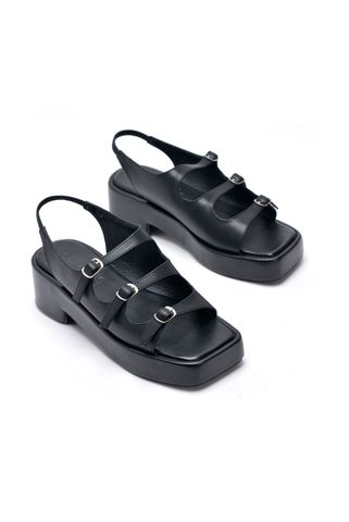 Giày Sandal Nữ Đế Cao 5cm Merly 1552 Đen, Giày Big Size 35 - 43, Xăng Đan 3 Quai Ngang, Dép Xăng Đan Dây Che Khuyết Điểm Chân Chống Nắng, Giày Bánh Mì Nữ, Hậu Thun Tiện Dụng Thích Hợp Đi Du Lịch