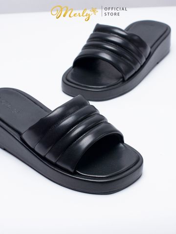 Dép Bánh Mì Quai Ngang Đế Cao 4cm 1523 Dép Nữ Đen, Dép Bánh Mì Nữ Quai Chần Bông Mềm Mại, Platform Shoes, Dép Bánh Mì Nữ Đế Cao Chính Hãng Cute, Dép Big Size Nữ