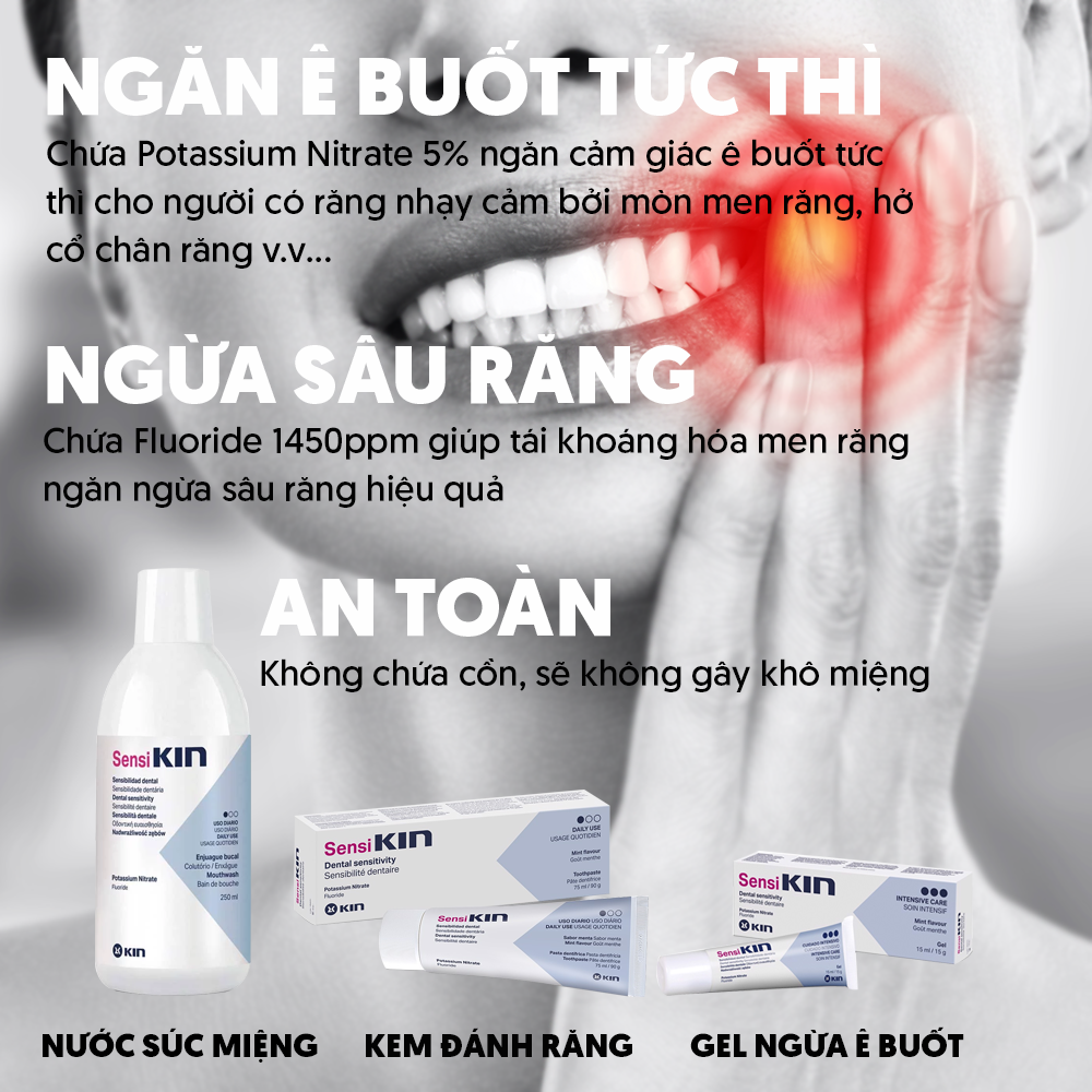 Combo 2 chai nước súc miệng SensiKin ngừa ê buốt 250ml