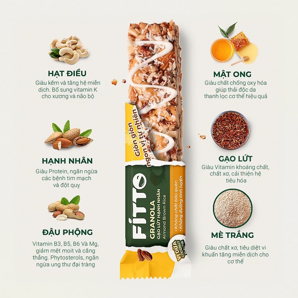  Thanh Năng Lượng Ngũ Cốc Gạo Lức Fitto Nut Bar 35g 