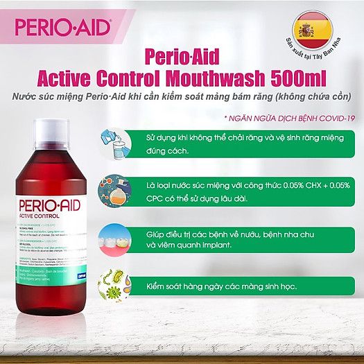  Nước súc miệng Perio-Aid Active Control ngừa viêm nướu 500ml 