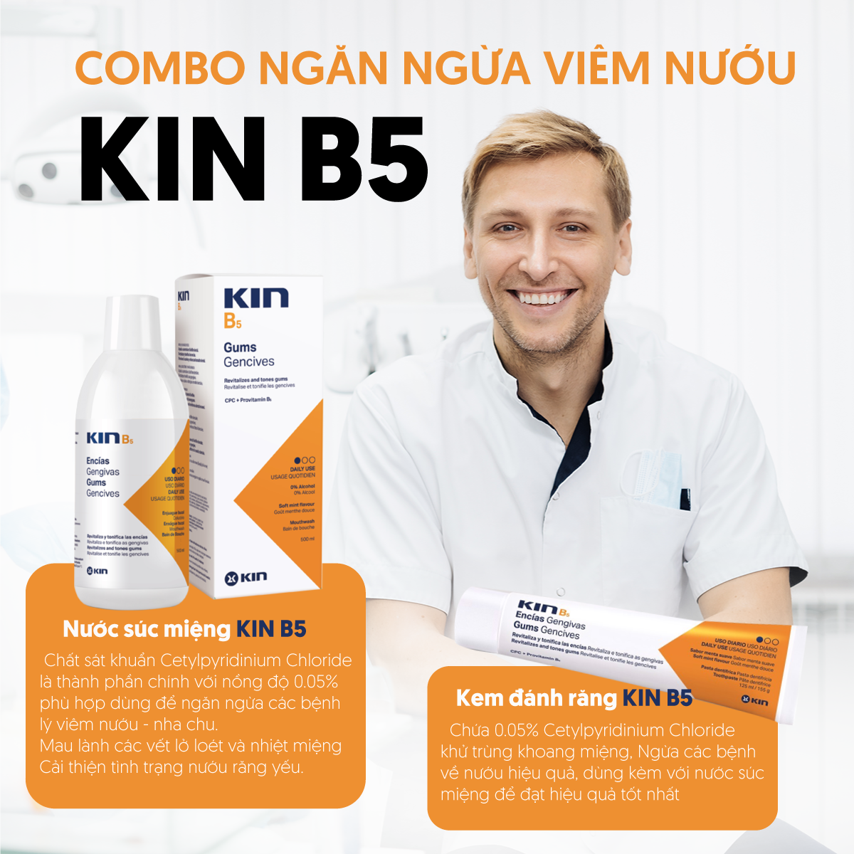 Nước súc miệng Kin B5 ngừa viêm nướu 500ml