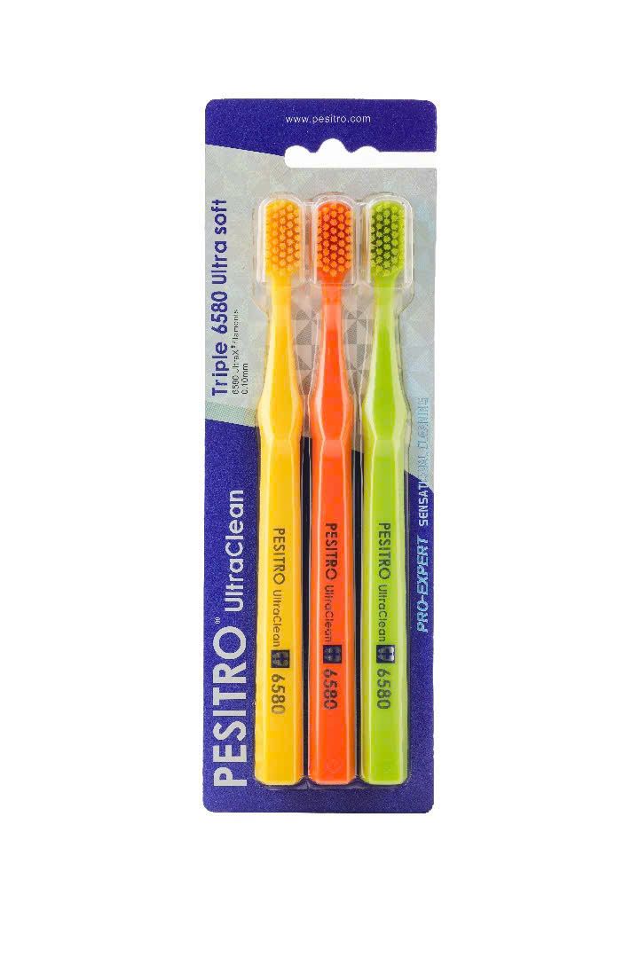 Bộ 3 bàn chải đánh răng siêu mềm Pesitro 6580 Ultra