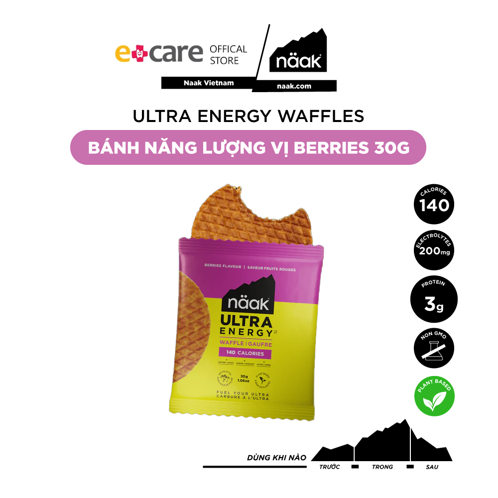 Bánh năng lượng Naak Ultra Energy Waffles vị Berries 30g