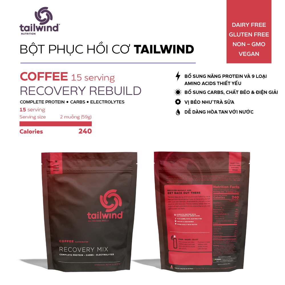  Bột hồi phục cơ Tailwind Recovery Rebuild gói 15 serving 