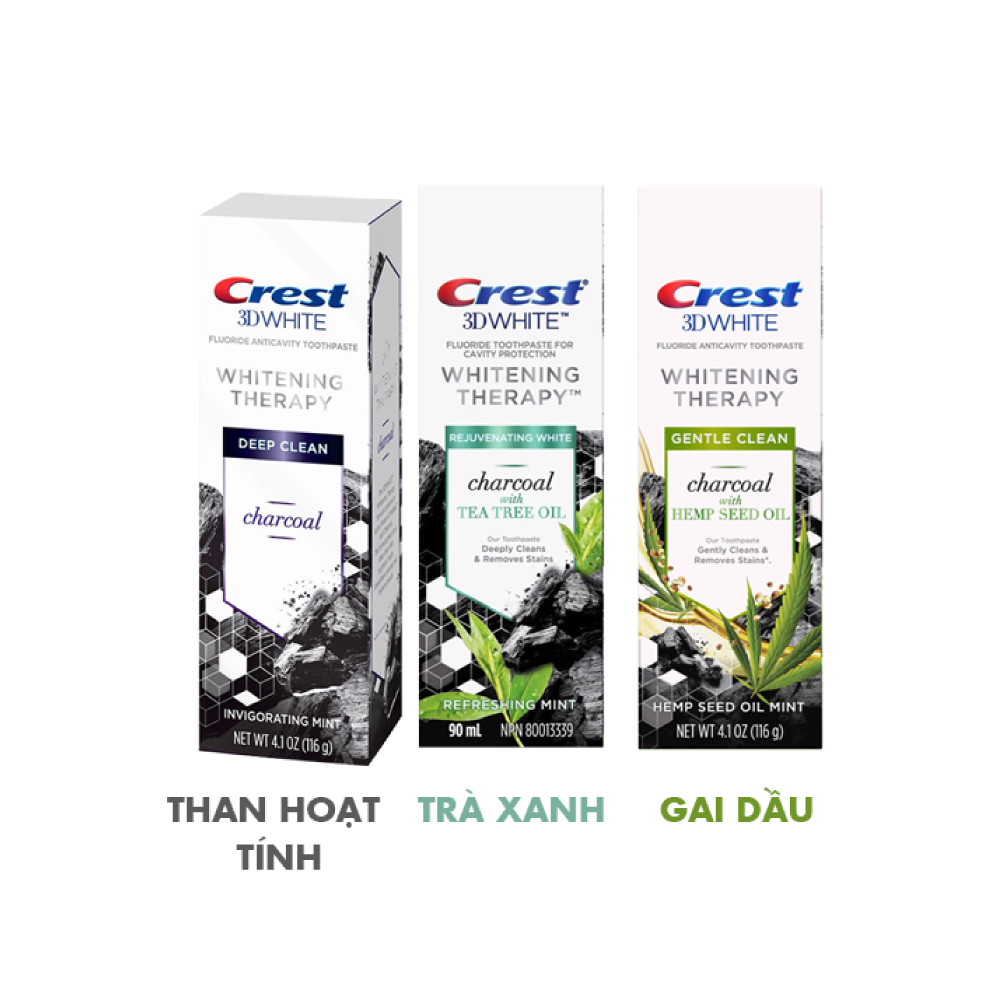 Kem đánh răng Crest 3D Whitening Therapy Charcoal 116g