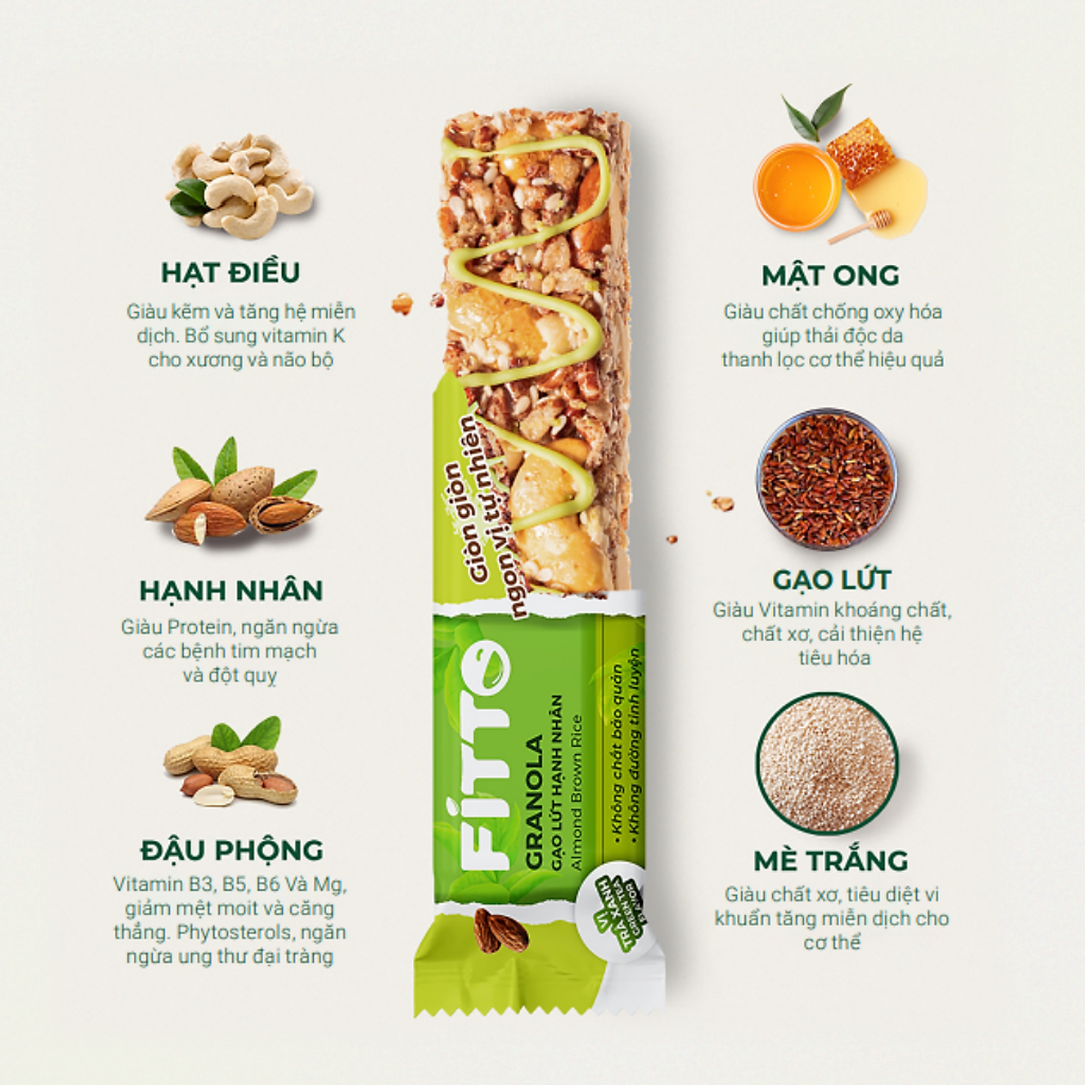 Thanh Năng Lượng Ngũ Cốc Gạo Lức Fitto Nut Bar 35g