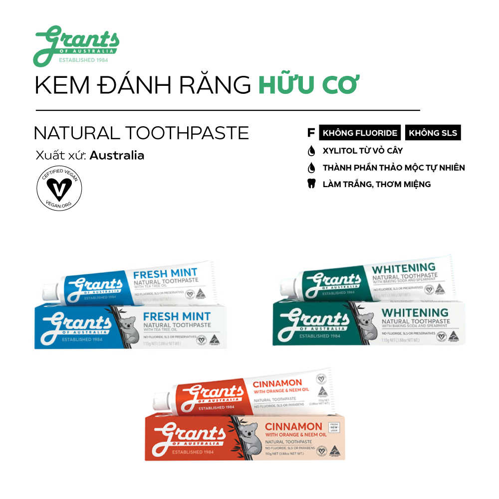 Kem đánh răng Grants hữu cơ 110g