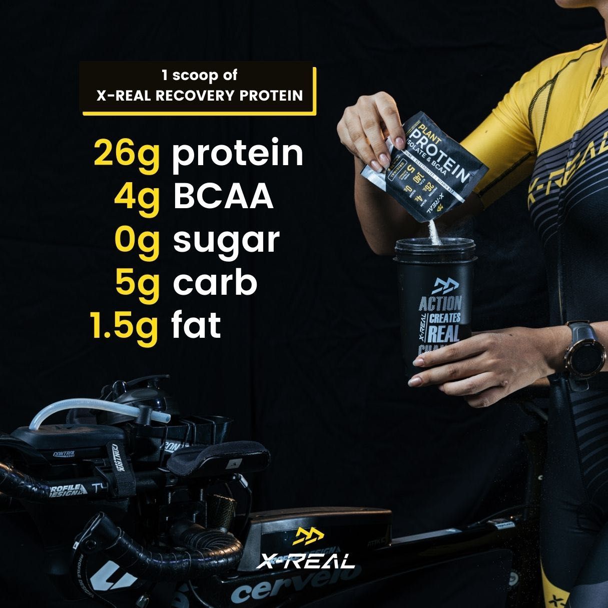  Bột phục hồi năng lượng X-Real với BCAA và Protein thực vật 35g 