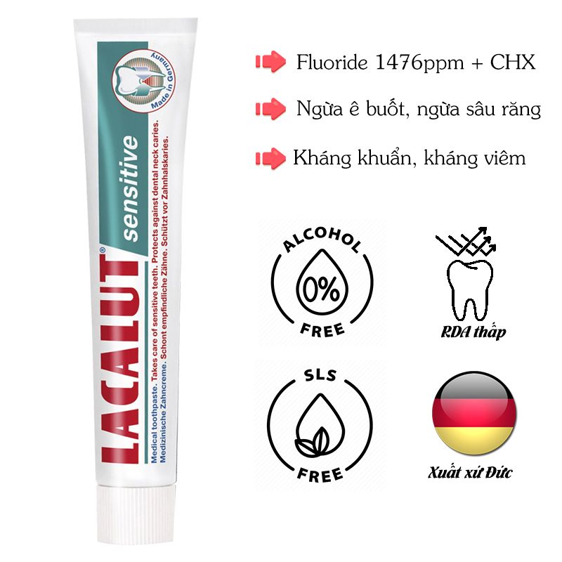  Kem đánh răng Lacalut Sensitive ngừa ê buốt 75ml 