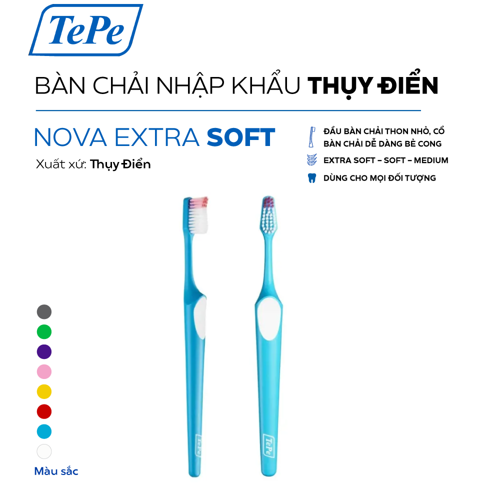  Bàn chải đánh răng siêu mềm TePe Nova Extra Soft Thụy Điển 