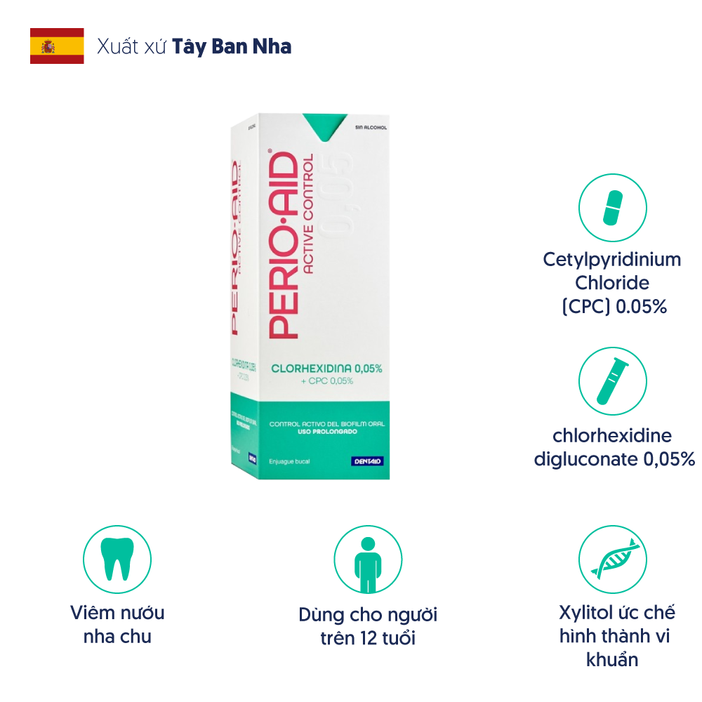 Nước súc miệng Perio-Aid Active Control ngừa viêm nướu 500ml