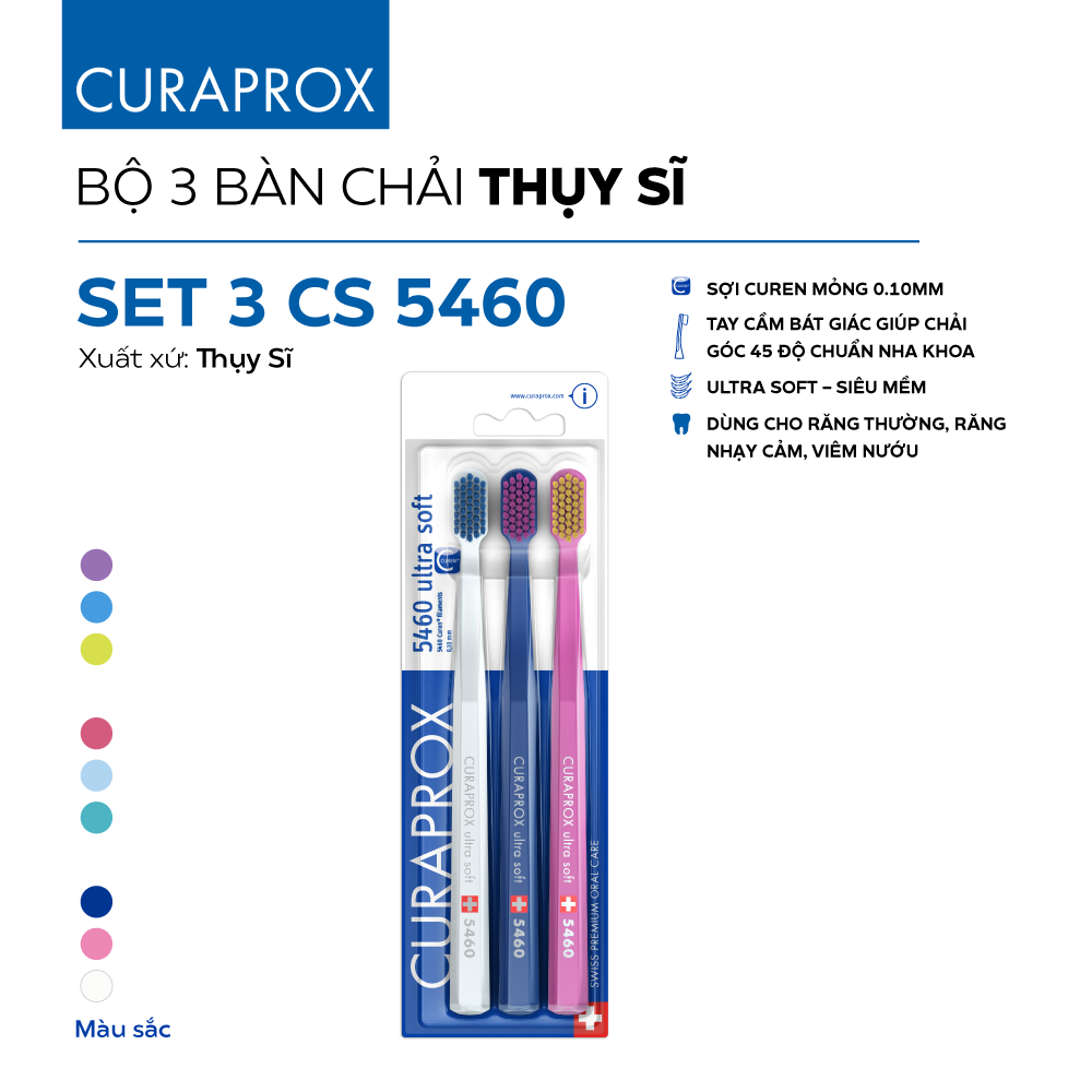 Bộ ba bàn chải răng Curaprox CS 5460 Ultra Soft
