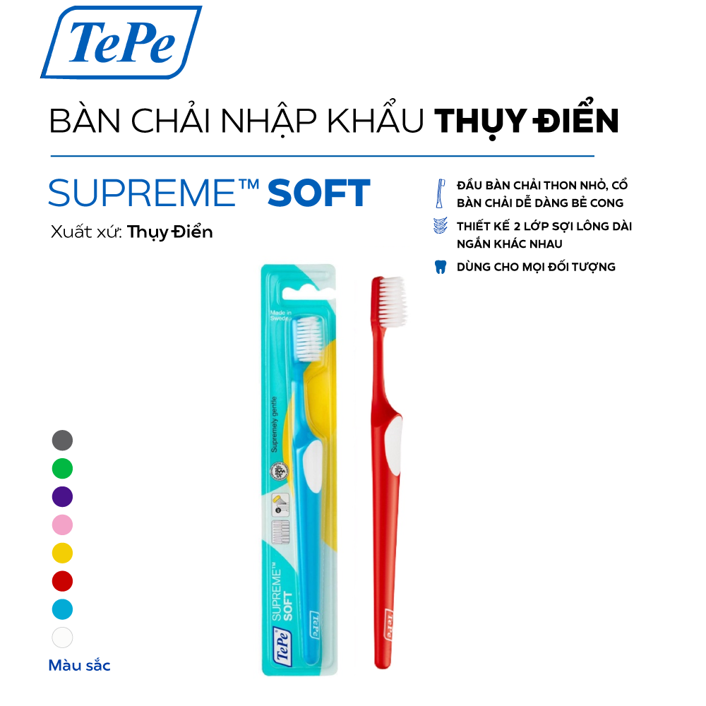 Bàn chải đánh răng cao cấp TePe Supreme Soft Thụy Điển