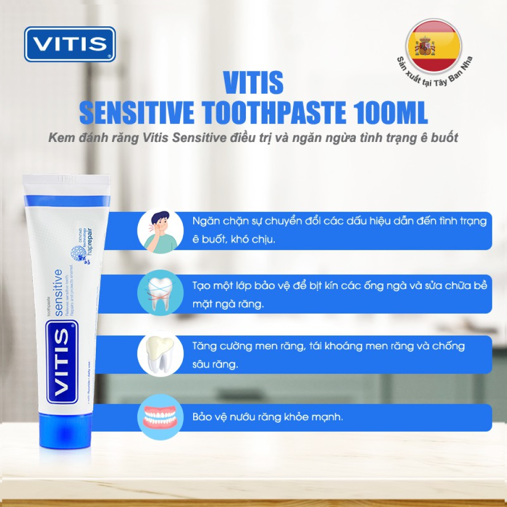 Kem đánh răng Vitis Sensitive ngừa ê buốt 100ml