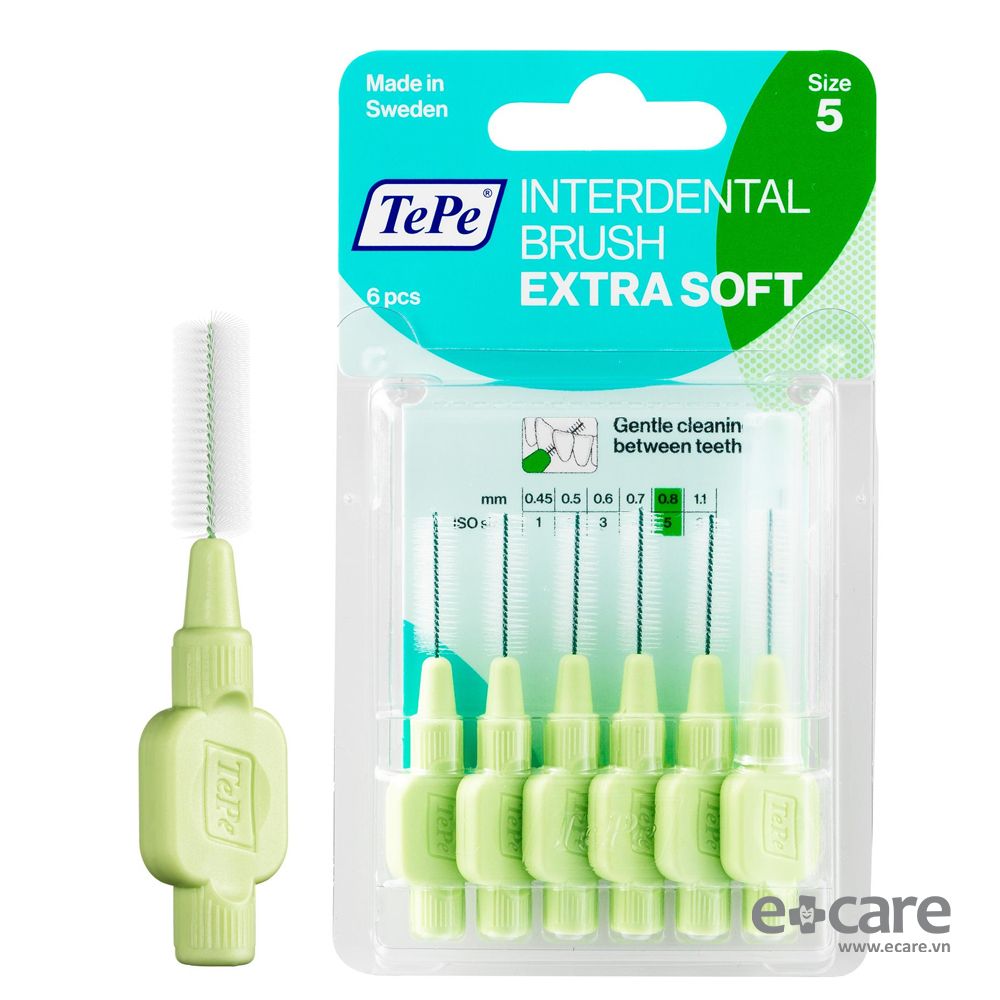 Bàn chải kẽ TePe Extra Soft size 0.8mm (Xanh lá)