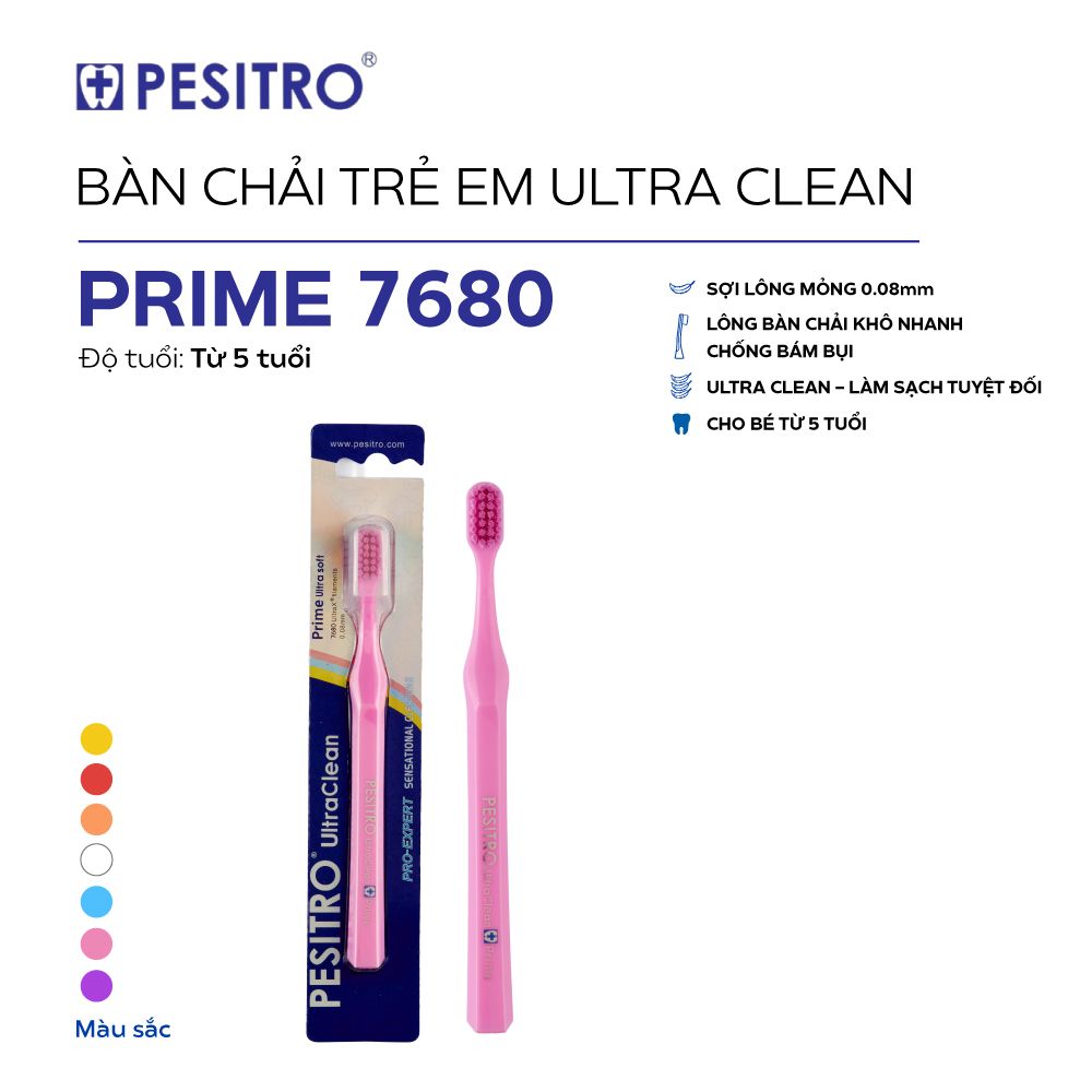 Bàn chải đánh răng trẻ em Pesitro Ultra Clean Prime 7680 cho bé 5 tuổi