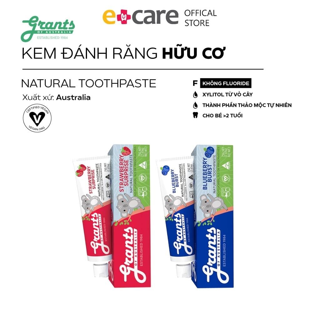 Kem đánh răng trẻ em Grants Of Australia Kids Natural Toothpaste 75g