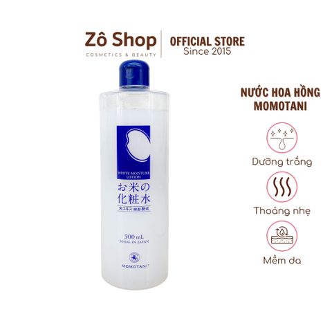 Nước hoa hồng dưỡng trắng nhẹ dịu từ gạo hữu cơ - Momotani Juntenkan White Moisture Lotion 500ml