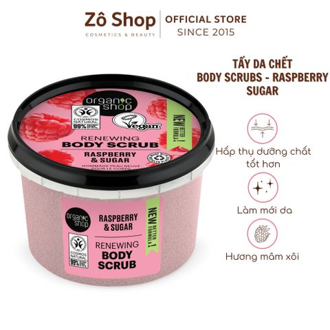 Tẩy da chết body mâm xôi - Organic Shop Body Scrub (250ml) - Raspberry & Sugar