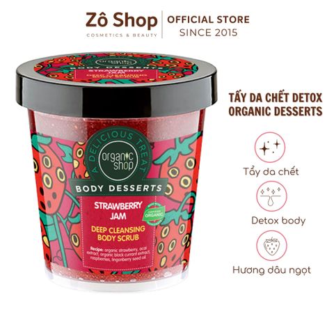 Tẩy da chết thải độc body - Organic Shop Deep Cleansing Body Scrub 450ml - Strawberry Jam