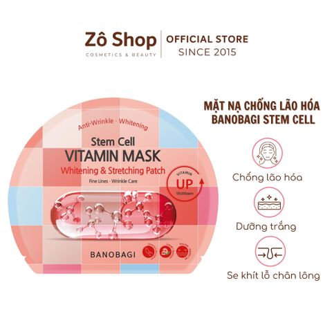 Mặt nạ vitamin và tế bào gốc dưỡng trắng, chống lão hóa mạnh - Banobagi Stem Cell Vitamin Mask Whitening And Stretching Patch 30g