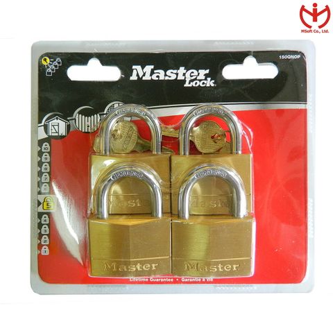  Bộ 4 Ổ Khóa Master Lock 150 EURQNOP Thân Đồng 50mm Dùng Chung 4 Chìa Răng Cưa - MSOFT 