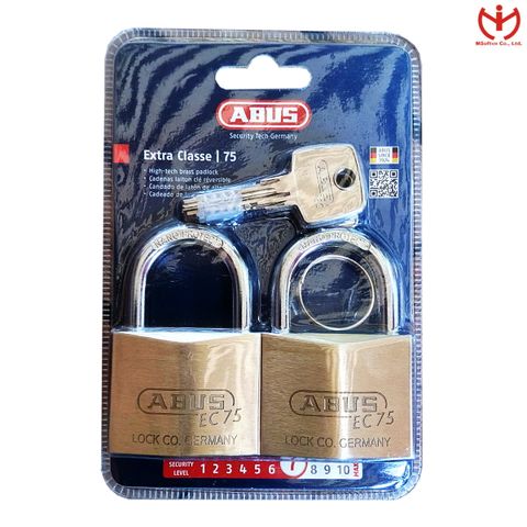  Bộ 2 Ổ Khóa ABUS EC 75/50 CT Thân Đồng Rộng 50mm Chìa Vi Tính - MSOFT 